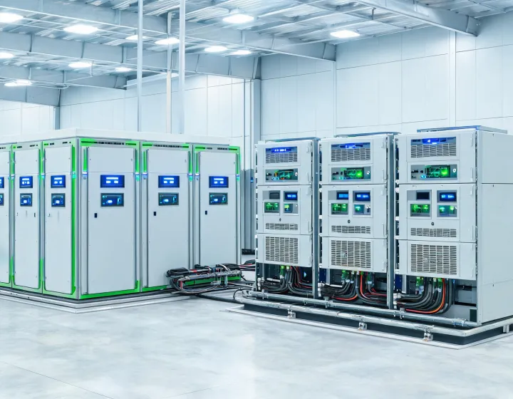 Battery energy storage cabinets at a commercial facility